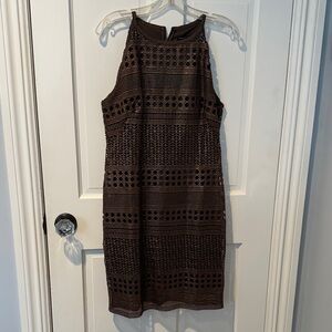 White House Black Market Brown Geometric Midi Dress